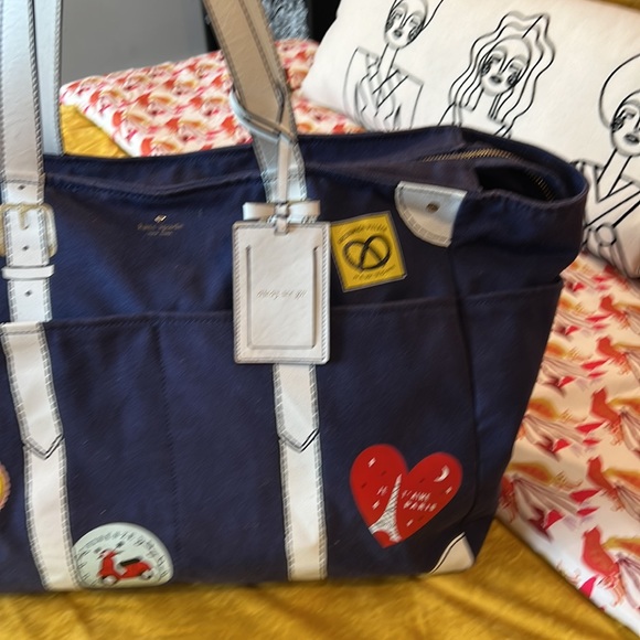 Kate Spade New York Extra Large Canvas & Leather Travel/ Diaper/Weekend Bag VGUC - Picture 3 of 14